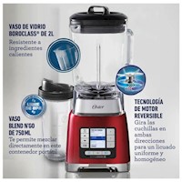 Licuadora OSTER ActiveSense 2L 1100W  Blend-N-GO BLSTTDG-RBG Rojo